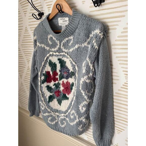 Allison Brittney Women’s Medium Vintage Knit Floral Sweater - Picture 3 of 4